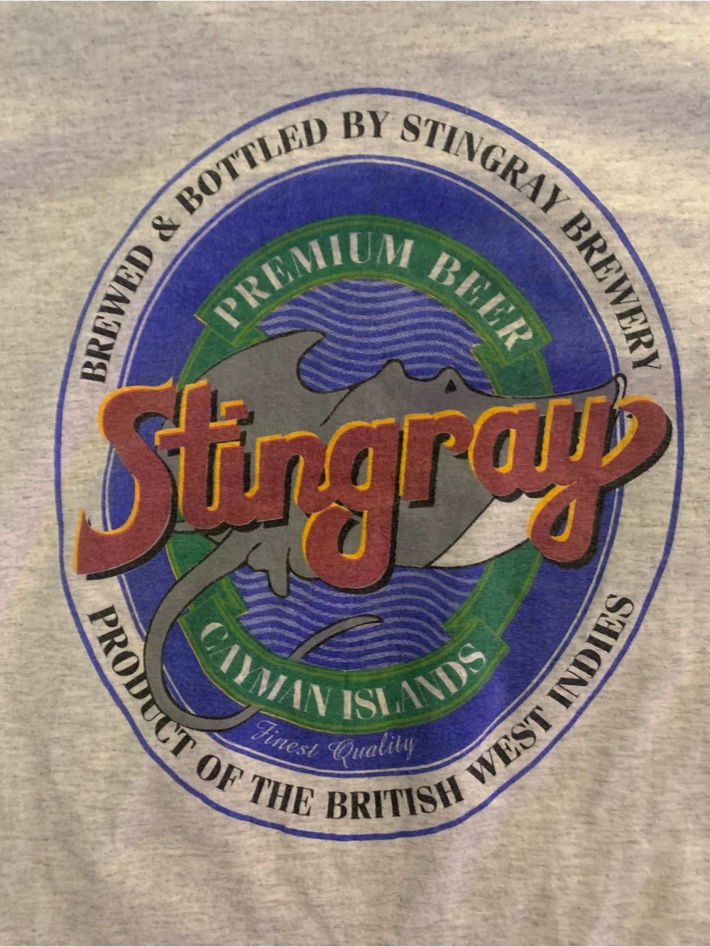 Stingray brewery(Grand Cayman)Short Sleeve T‑Shirt Multicolor Logo on Light Gray
